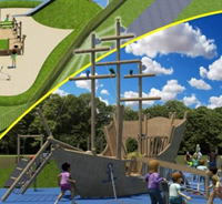 Lunderston Bay playpark 3D artist's impression pirate ship
